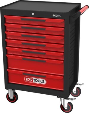 Carro de herramientas de 7 cajones de color rojo KS Tools Ecoline